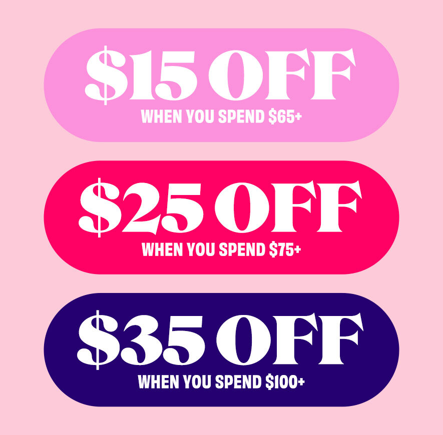 The weekend to shop $15 off $65+, $25 off $75+, $35 off $100+  Code: YAYME